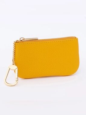 NWOT Dress Up Your Purse Togo Leather Key Pouch in Sun Yellow with Gold Hardware